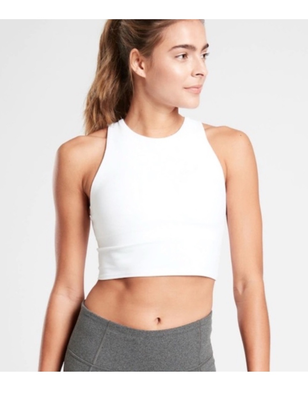 Athleta White High-Neck Cropped Tank
